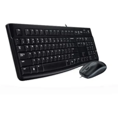 Kit Wired tastatura si mouse Logitech Desktop MK120, taste numerice, Negru