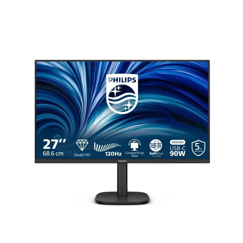 Monitor Consumer Philips 27B2U3601/00, 27", 2560 x 1440 pixeli, Black, 3 ani Garantie