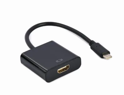 ADAPTOR video GEMBIRD, adaptor USB-C Type-C (T) la HDMI (M), 15cm, rezolutie maxima 4K (3840 x 2160) la 60Hz, negru, "A-CM-HDMIF-04" (timbru verde 0.18 lei)