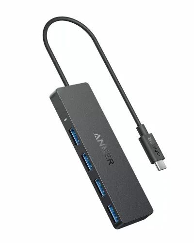 HUB Anker, 4-in-1, USB 3.0 x 4 porturi, incarcare prin USB Type-C, viteza 5 Gbps, conectare prin USB-C, negru, "A8309G11" (timbru verde 0.18 lei - 0194644177737