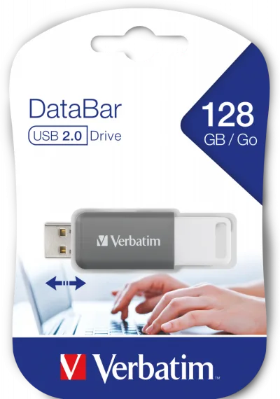 MEMORIE USB VERBATIM DATABAR 128GB USB 2.0, GRI "49456" (TIMBRU VERDE 0.03 LEI)