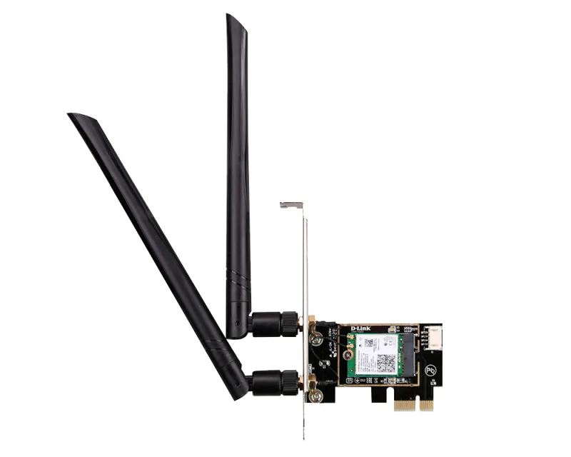 ADAPTOR RETEA D-LINK AX 3000, intern PCI-EX, wireless Wi-Fi 6, Bluetooth 5.0 connectivity, 2 x antena externa 5 dBi, "DWA-X582" (timbru verde 0.18 lei)