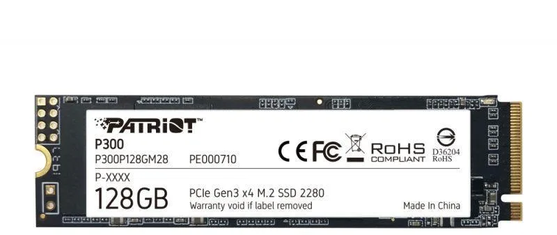 SSD PATRIOT, P300, 128GB, M.2, PCIe Gen3.0 x4, 3D TLC Nand, R/W: 1600 MB/s/600 MB/s MB/s, "P300P128GM28"