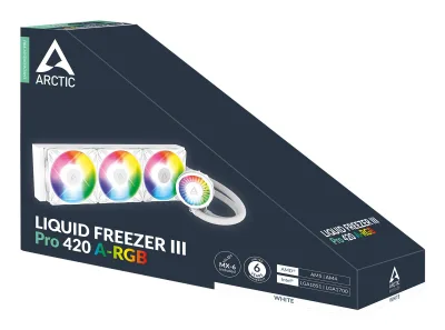 COOLER Arctic "Liquid Freezer III Pro 420 ARGB", skt. LGA1851, LGA 1700, AM4, AM5, racire cu lichid, 3 x 140mm, 400 - 2500 RPM, ARGB adresabil, alb "ACFRE00189A" (timbru verde 2.00 lei)
