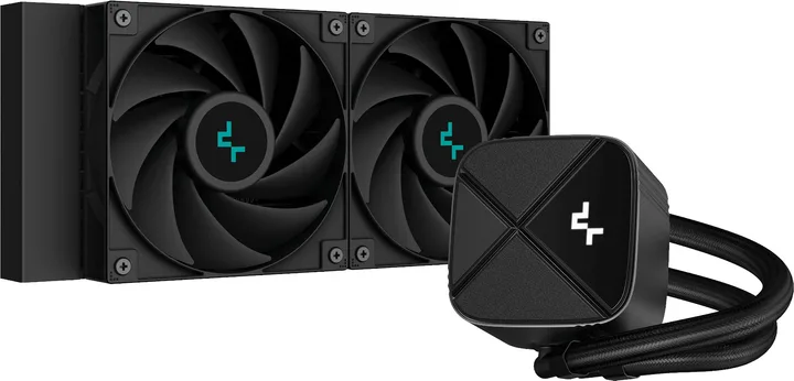 COOLER DeepCool "LS520S Zero Dark", lichid, skt. Intel LGA1700/1200/115x,AMD AM5/AM4, radiator aluminiu,3100 RPM,2x120mm,500-2500 rpm,4-pin, LED alb, negru, "R-LS520-BKNNMM-G-1" (timbru verde 2 lei)