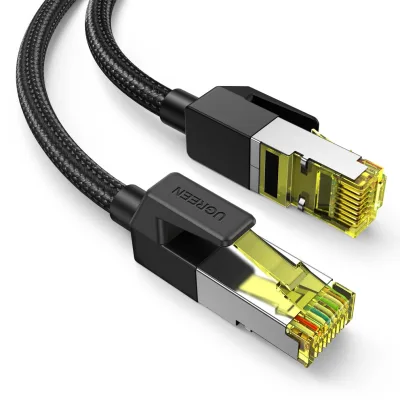 PATCH CORD UTP Ugreen Cat7, "NW150" cablu shielded rotund, viteza maxima 10 Gbps, braided, 5m, negru "80425" (timbru verde 0.18 lei) - 6957303884254