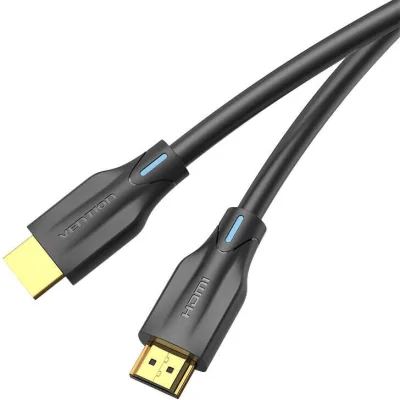 Cablu video Vention, HDMI(T) la HDMI(T), 2m, rezolutie maxima 8K la 60Hz/4K la 120Hz, conectori auriti, cupru/argint, invelis PVC, negru, "AANBH" (timbru verde 0.18lei) - 6922794743502