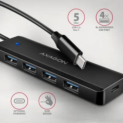 Hub USB AXAGON USB-C 5Gbps TRAVEL  "HUE-C1C" (timbru verde 0.18 lei)