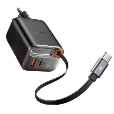 Incarcator Retea Cu Cablu MCDODO FreeGo 1, USB C/ USB A, 65 cm, Negru