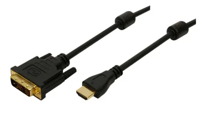 ADAPTOR video Logilink, HDMI (T) la DVI-D(T), rezolutie maxima 2K FHD (1920 x 1200) la 60 Hz, conectori auriti, 2m, negru, "CH0004" (timbru verde 0.8 lei)