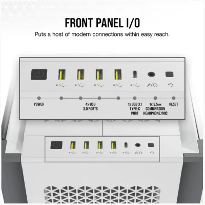 Carcasa Corsair 7000D AIRFLOW, RGB, Full Tower, White