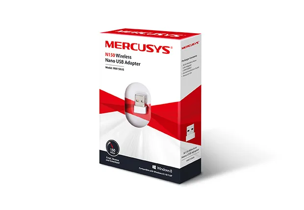 ADAPTOR RETEA MERCUSYS NANO, extern wireless 2.4 GHz, USB 2.0, port, 150 Mbps, antena interna x 1, "MW150US" (timbru verde 0.18 lei)