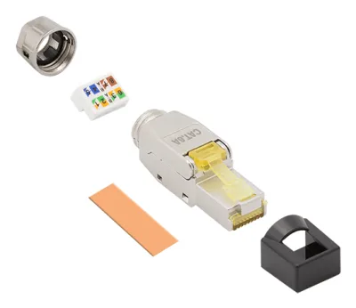 MUFA RJ-45 LOGILINK pt. cablu FTP, SFTP, Cat6a/Cat7/Cat8, RJ-45 (T), ecranat, plastic cu metal, extra scurta, 1 buc, "MP0085"