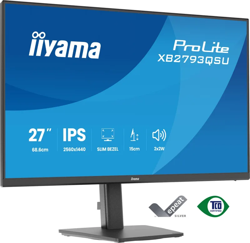 IIYAMA Monitor LED XB2793QSU-B1 27" 2560 x 1440 75Hz IPS 350cd 1ms HDMI DP USB HUB height, swivel, tilt, pivot Pro "XB2793QSU-B1" (timbru verde 7 lei)