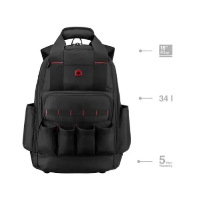 Wenger, Tool Backpack, Tool Backpack Advanced, 16" Laptop Backpack, Black "653723"