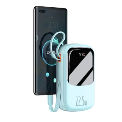 POWER BANK Baseus Qpow2 Digital Display, 20000mAh, 22.5W, 2 x USB Type-C output/input, 1 x Lightning, 1 x USB, include cablu USB la USB Type-C 30cm, albastru "PPQD030103" (timbru verde 0.98 lei) - 6932172618179