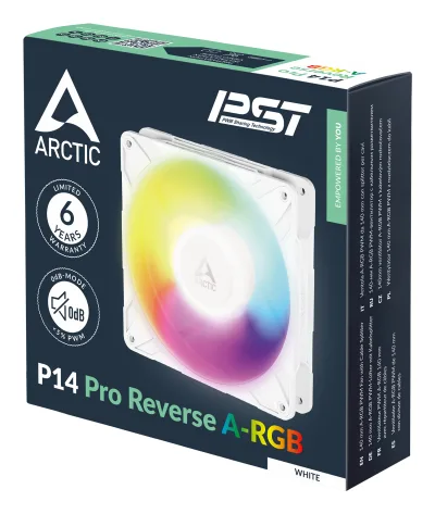 Ventilator Arctic "P14 Pro Reverse A-RGB", 140mm, 400 - 2500 rpm, FDB, , , alb, "ACFAN00324A" (timbru verde 0.18lei)