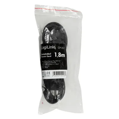 CABLU alimentare LOGILINK   1.8m, intrare Schuko, iesire C19, 16A, testat VDE, 3x1mm, black, "CP152" (timbru verde 0.08 lei)
