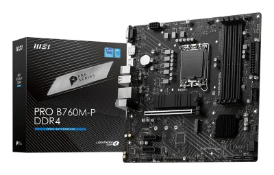 MSI PRO B760M-P DDR4, mATX, Socket 1700, Dual Channel DDR4, 1x PCIe x16 slots, 2x M.2 slots, 1x HDMI, 1x DP, 1x VGA, 1x USB 3.2 Gen 2 Type-C, 1x USB 3.2 Gen 1, 4x USB 2.0, 7.1 HD Audio, 3Y "PRO_B760M-P_DDR4"