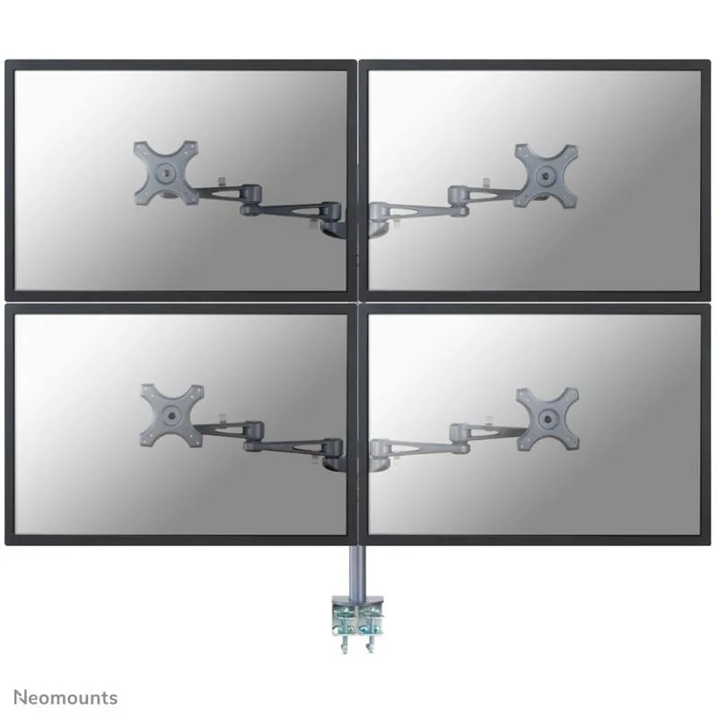 Brat monitor dublu Neomounts, compatibilitate ecran 10-27", greutate maxima suportata per ecran 6kg, VESA 75x75, 100x100 mm, Full motion, Tilt, Rotate, Swivel, negru