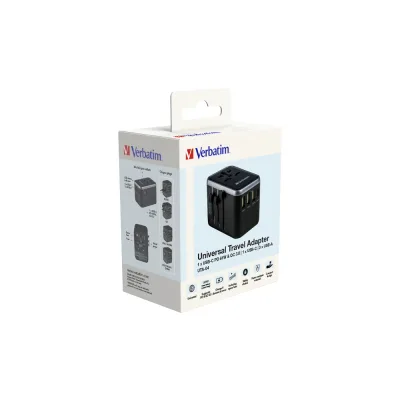 Adaptor universal Verbatim UTA-04, 6-in-1Priza cu USB-C PD si QC, USB-C, 3 x USB-A "49546" (timbru verde 0.18 lei)