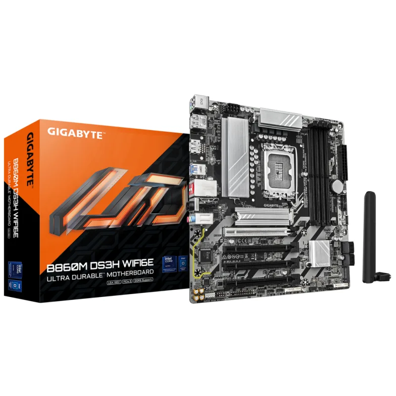 Placa de baza Gigabyte B860M DS3H WIFI6E, LGA 1851, DDR5, Micro-ATX