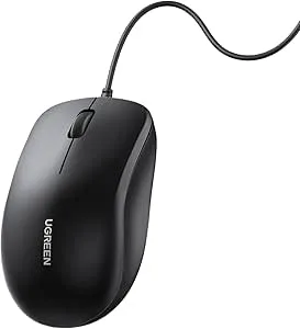 MOUSE Ugreen, "MU007" PC sau NB, conectare PC prin USB, optic, 3/1 butoane/scroll, 1200 dpi, lungime cablu 1.5m, negru "90789" (timbru verde 0.18 lei) - 6957303897896