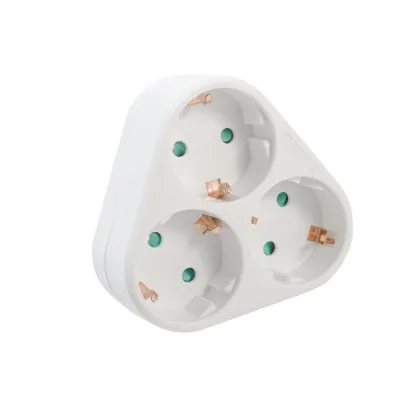 Triplu Stecher SPACER, Schuko, max 3500W, 16A, protectie copii, 3 prize Schuko, 1 stecher Schuko, "SPMS-3-WH" (timbru verde 0.18 lei)