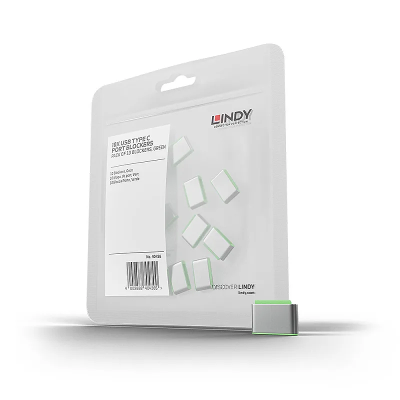 Lindy USB C Port Blockers, 10 bucati, material ABS, Green