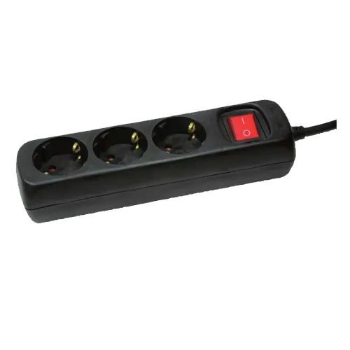PRELUNGITOR LOGILINK, Schuko x 3, cablu 3G 1.5mm2, 230 V/16 A, 50 Hz, max. 3500 W, buton intrerupator iluminat, IP20, 1.4m, negru, "LPS206B" (timbru verde 0.8 lei)