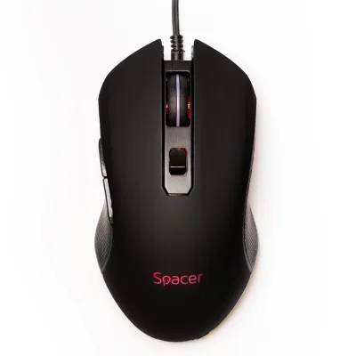 MOUSE  Spacer - gaming, gaming, cu fir, USB, optic, 7200 dpi, butoane/scroll 6/1, iluminare, negru, "SP-GM-01" (timbru verde 0.18 lei)
