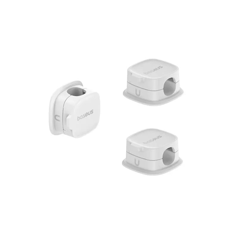 ORGANIZATOR cabluri Baseus Lite Series Magnetic, adeziv 3M, pachet 3 bucati, trei orificii destinate organizarii prevazute cu magneti, alb "B01331106211-00" - 6932172668020