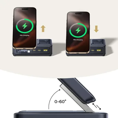 INCARCATOR retea Baseus NOMOS 5-in-1 Desktop Charger, Quick Charge 140W, incarcare wireless 15W max. Qi2, 3 x USB Type-C, 1 x USB, negru "P10170902123-00" (timbru verde 0.18 lei) - 6932172673406