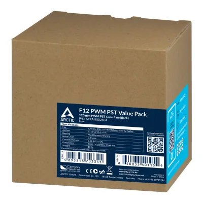 VENTILATOR ARCTIC PC, P12 PWM PST RGB Value Pack 3buc w/controler, 140x140x28mm, w/ PWM & cablu PST, low noise FD bearing, high static pressure, Black, "ACFAN00229A"