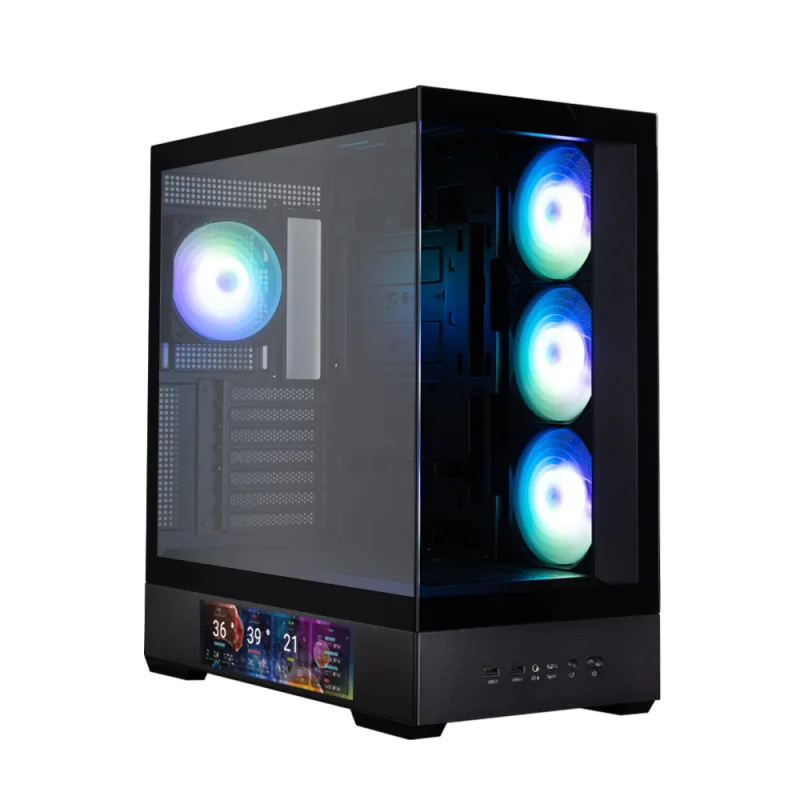 CARCASA Zalman "P40 DS", middle tower, gaming, fara sursa, suporta 10xfan, 4xfan inclus, PSU shroud, display 9.1inch, USB Type-C x 1, USB 3.1 gen1 x 2, audio+mic, , negru, "P40 DS Black" (timbru verde 0.32lei)
