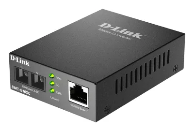 MEDIA CONVERTOR D-Link, 100/1000Base-T Gigabit Ethernet connection to a single-mode fibre 1000Base-LX Gigabit Ethernet, pana la 10km, montabil in sasiu "DMC-G10SC" (include timbru verde 0.8 lei)