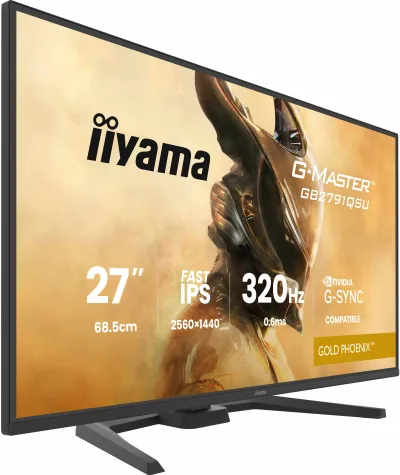 IIYAMA Monitor LED GB2791QSU-B1 G-MASTER 27" Fast IPS, 2560x1440 320Hz, 16:9, 350cd, 0.6ms, HDMI, DP, USB HUB, Full Ergo "GB2791QSU-B1" (timbru verde 7 lei)