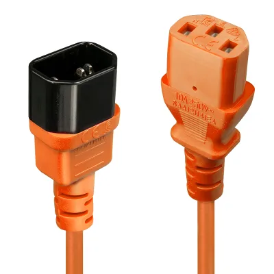 Cablu Lindy C14 to C13, lungime 0.5m, material cablu H05-VVF 3G 0.75mm, 3 fire, Connector A: IEC C14, Connector B: IEC C13, portocaliu
