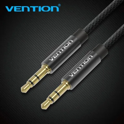 Cablu audio Vention, Jack 3.5mm (T) la Jack 3.5mm (T), 1m, conectori auriti, negru, "BAGBF" (timbru verde 0.08 lei)