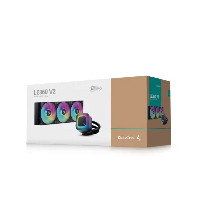 COOLER DeepCool "LE360 V2", skt. LGA1851, LGA 1700, AM4, AM5, racire cu lichid, 3 x 120mm, 500 - 2100 RPM, RGB adresabil, negru "R-LE360-BKAMMC-G-2" (timbru verde 2.00 lei)