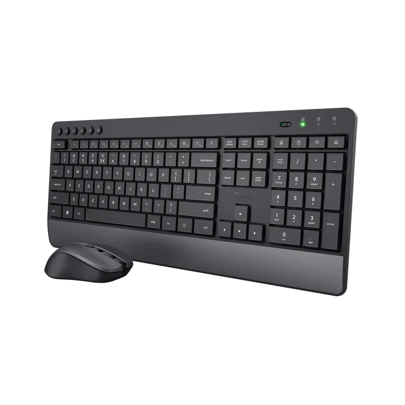 Kit Wireless tastatura si mouse TRUST Trezo, taste numerice, negru
