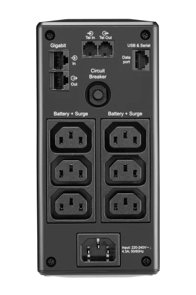 UPS APC "Back-UPS", Line int., mini Tower, AVR, IEC x 6, display LCD, back-up 11 - 20 min. "BR900MI" (timbru verde 11 lei)