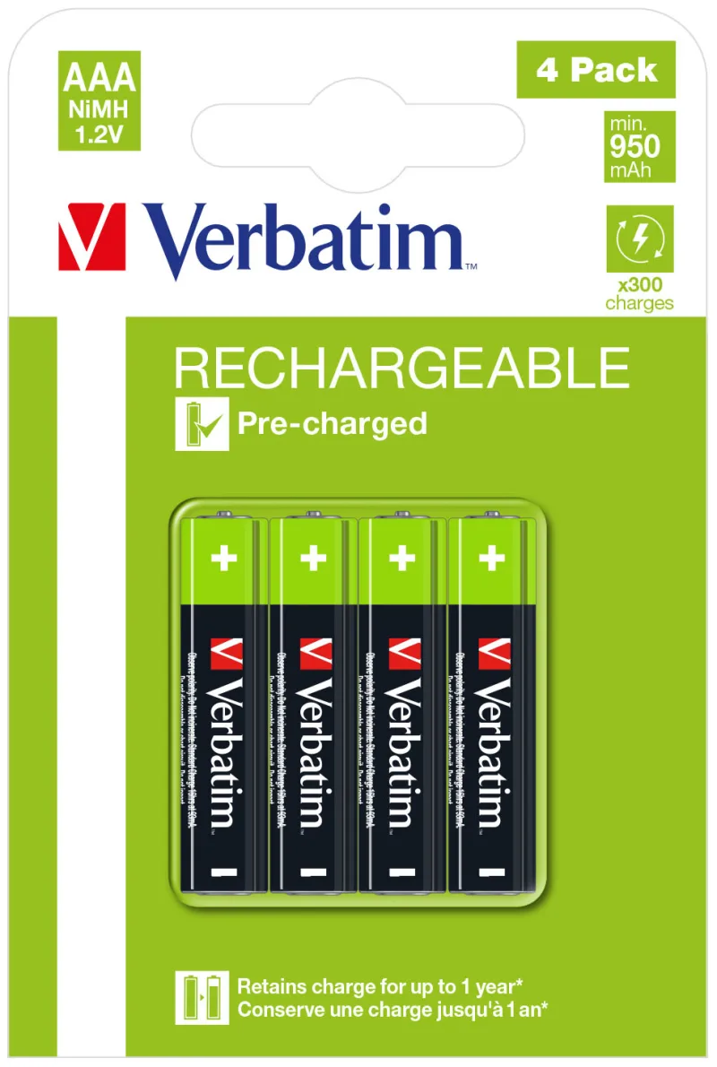 ACUMULATOR VERBATIM AAA (R3), 4 BUC. / HR03 "49514" (TIMBRU VERDE 0.32 LEI)