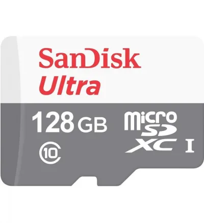 CARD MicroSD SANDISK, 128 GB, MicroSDXC, clasa 10, standard UHS-I U1, "SDSQUNR-128G-GN3MA" (timbru verde 0.03 lei)
