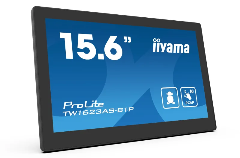 IIYAMA Monitor Android 24/7 TW1623AS-B1P 15.6" Full HD PCAP 10pt touch screen with POE  1920 x 1080 16:9 450 cd/m2 30ms projective capacitive Android 13 BT "TW1623AS-B1P" (timbru verde 7 lei)