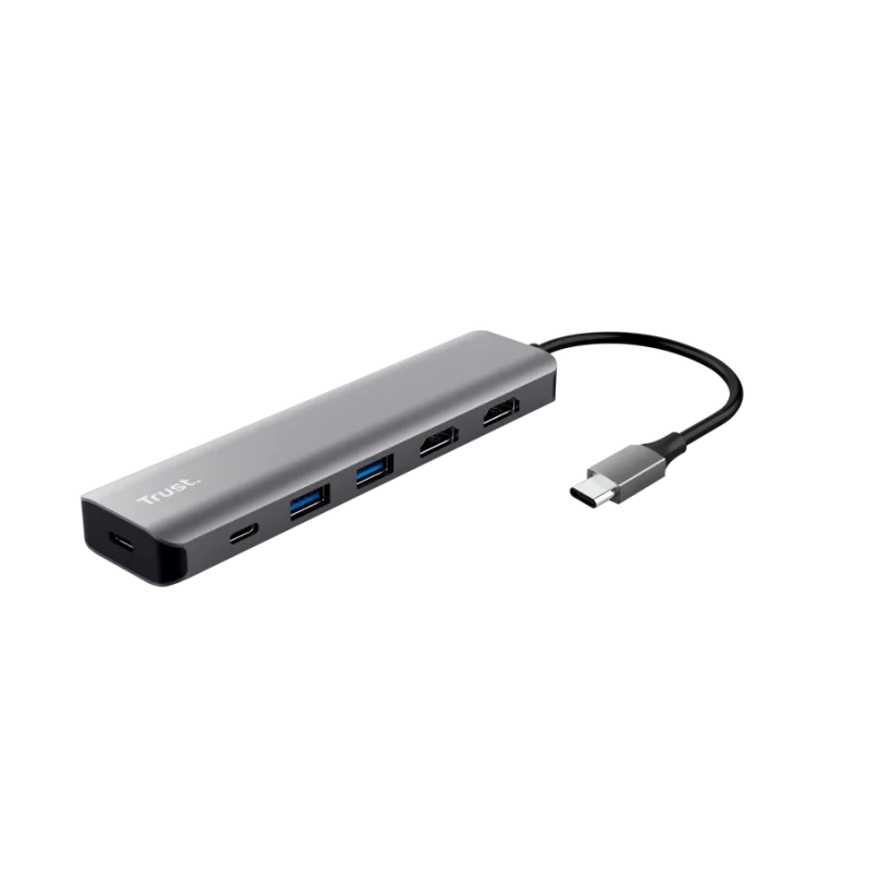 Hub USB Trust Dalyx, USB-C, 6 porturi, HDMI, Gri