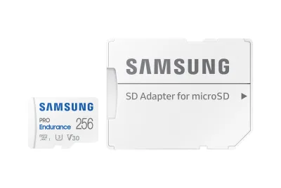 SAMSUNG PRO Endurance microSD Class10 256GB incl adapter R100/W30 up to 140160 hours, "MB-MJ256KA/EU" (timbru verde 0.03 lei)