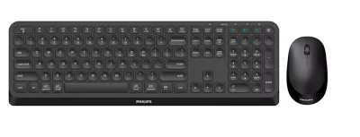 Kit Wireless tastatura si mouse Philips SPT6407B/00, taste numerice, negru