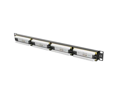 Patch panel 24 porturi 1U 19" Cat.6 UTP negru