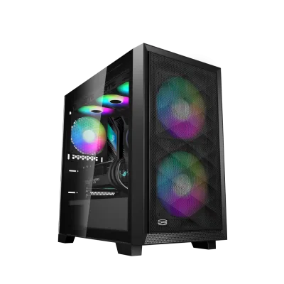 CARCASA PCCOOLER, Mini Tower, mATX, fara sursa, sticla securizata, 2 ventilatoare incluse, iluminare ARGB, negru, USB 3.2 gen 2 x 2, mic, audio, "C3D310 ARGB BK"